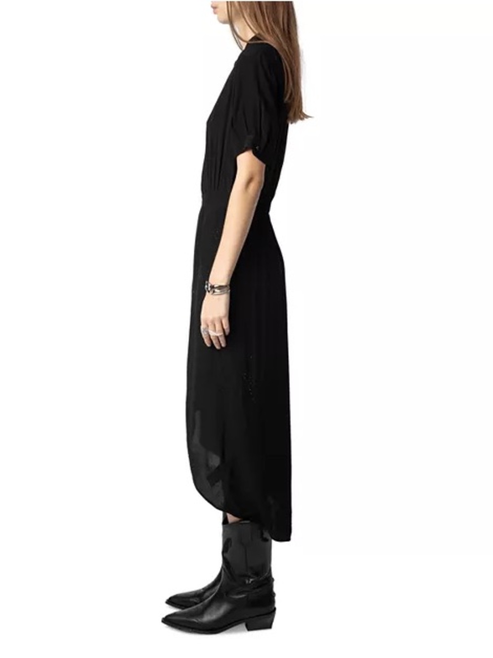Zadig & Voltaire Rimaz Soft Strass Faux Wrap Shirt Dress Black Sz S NWT - Picture 4 of 13